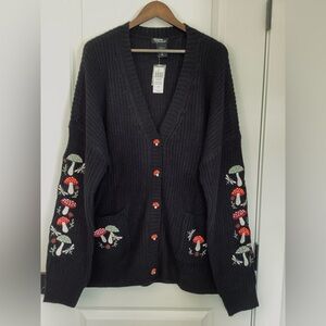 NWT Hot Topic Thorn & Fable Mushroom Bugs Knit Cardigan/Sweater Plus Size